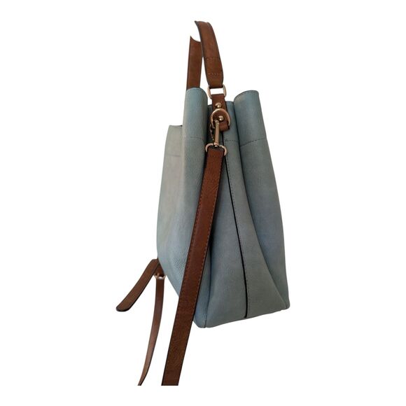 Jen & Co Tati Vegan Leather Satchel Light Teal Medium Top Handle Adjustable - Picture 6 of 12